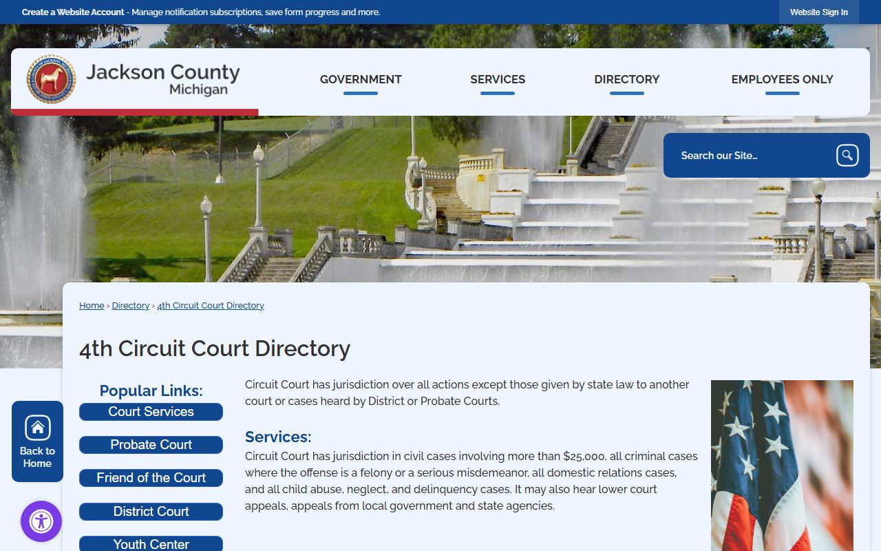Jackson County Clerk of Court Circuit Court records directory page