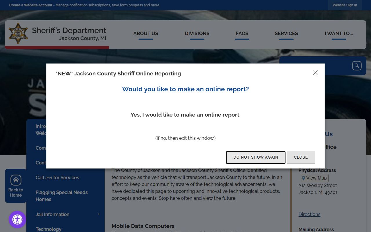 Jackson County arrest records and Sheriff technology tools