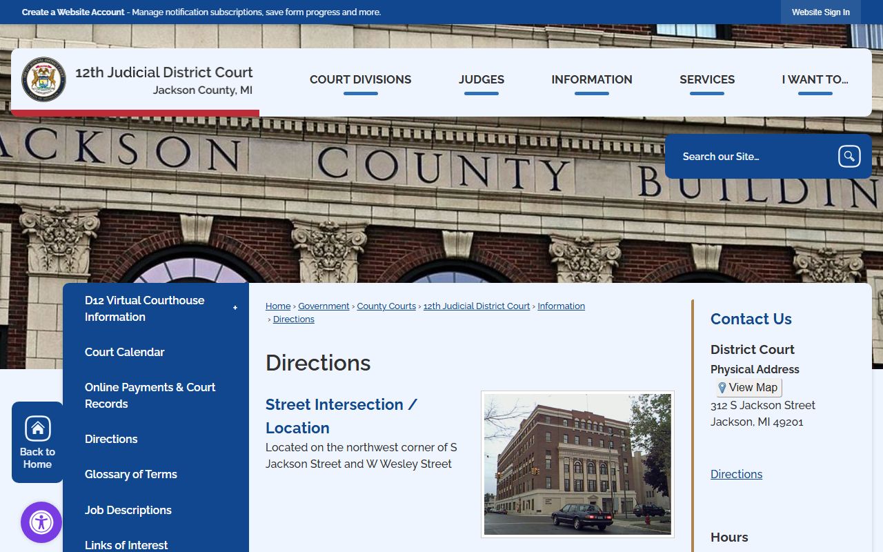 Jackson County court directions and parking details for the courthouse