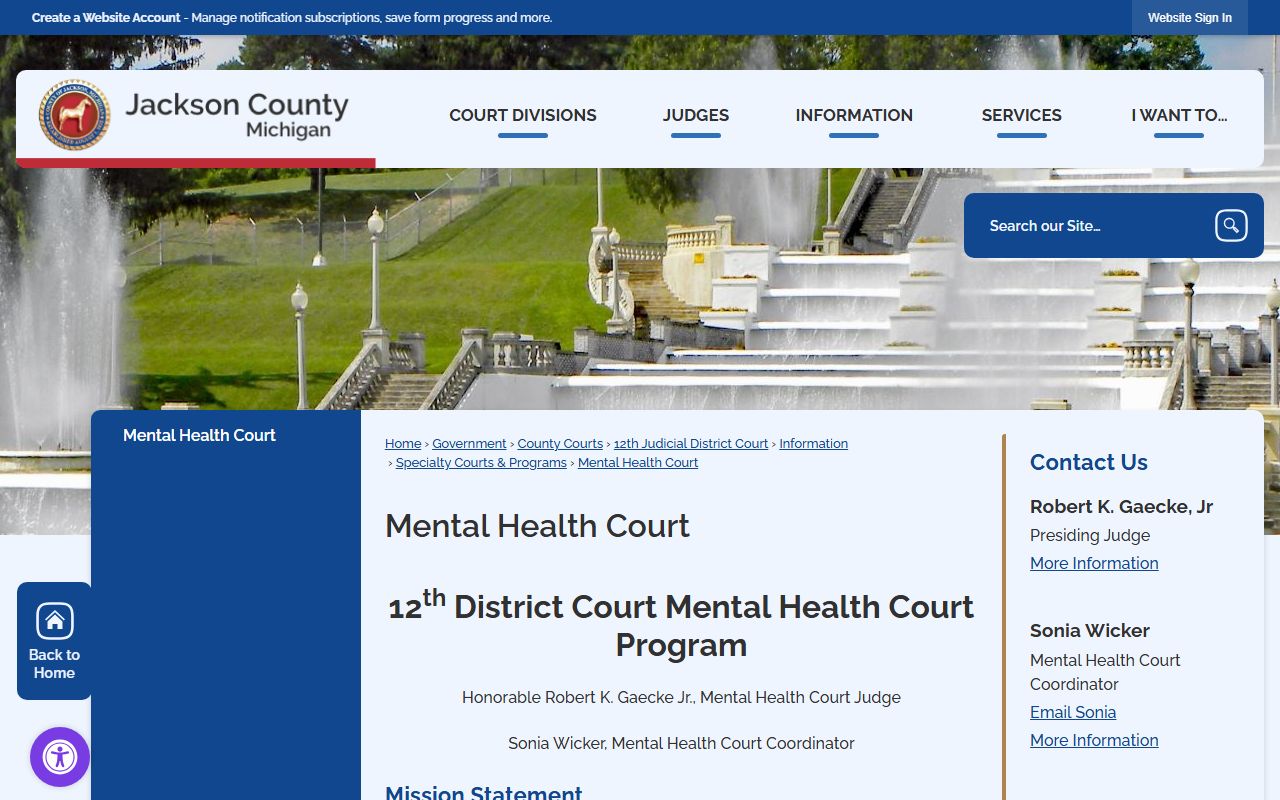 Jackson County Mental Health Court program information and eligibility